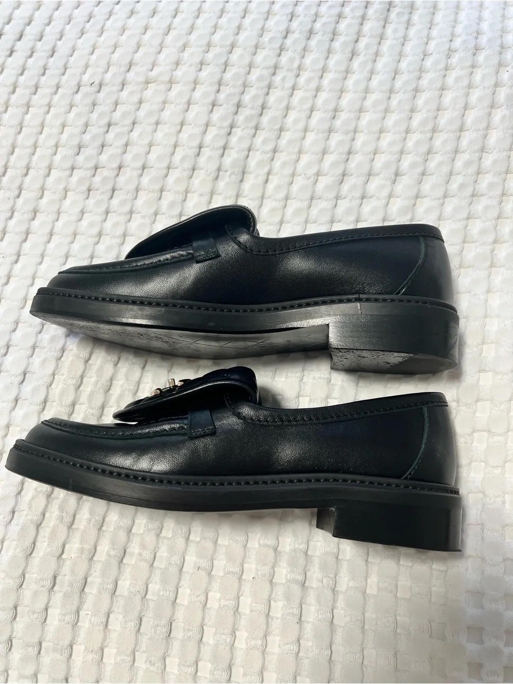 CHANEL Black Quilted Lambskin CC Turnlock Loafers Moccasins
